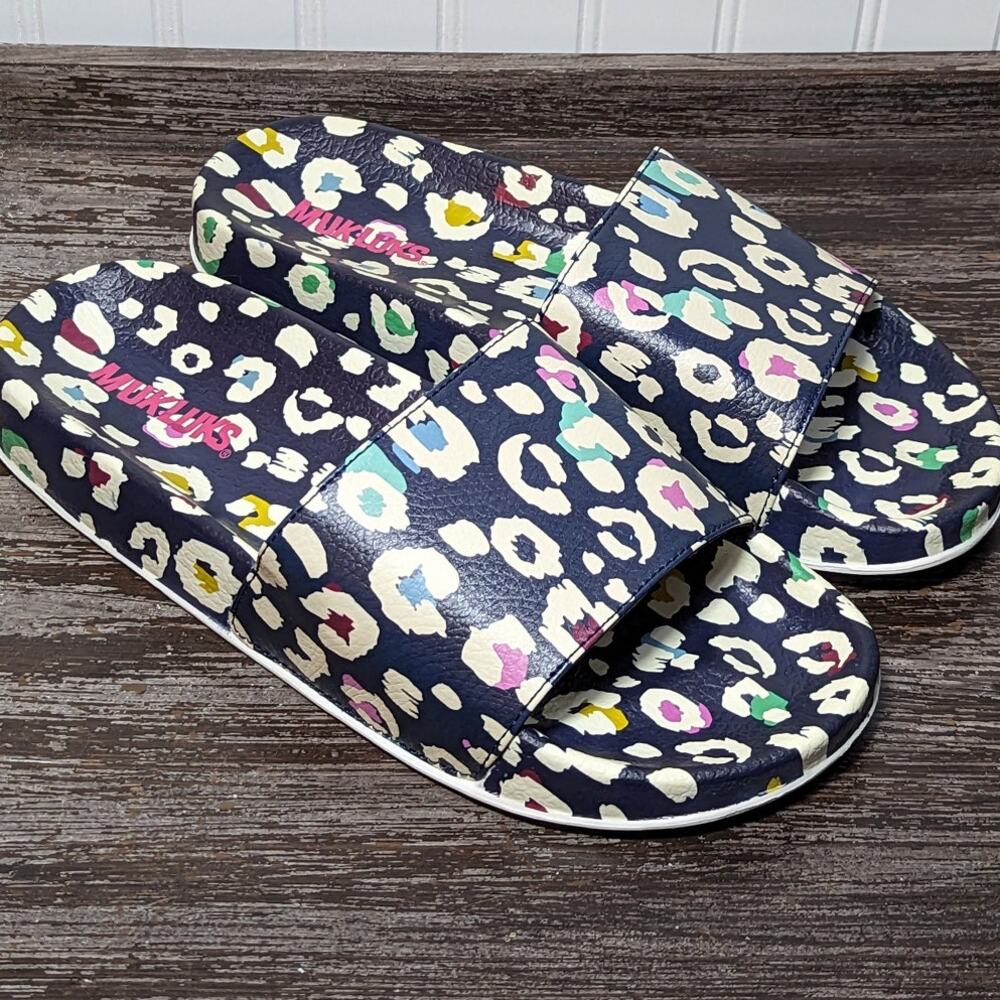 Muk Luks Women's Multicolor Pool Party Comfort Slides Size L (9/10)